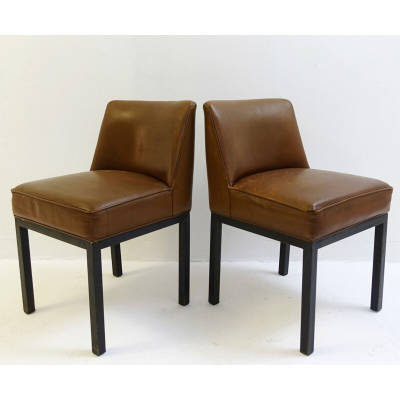 Pareja de sillas vintage Louise de Jules Wabbes para Mobilier Universel Bélgica 1960