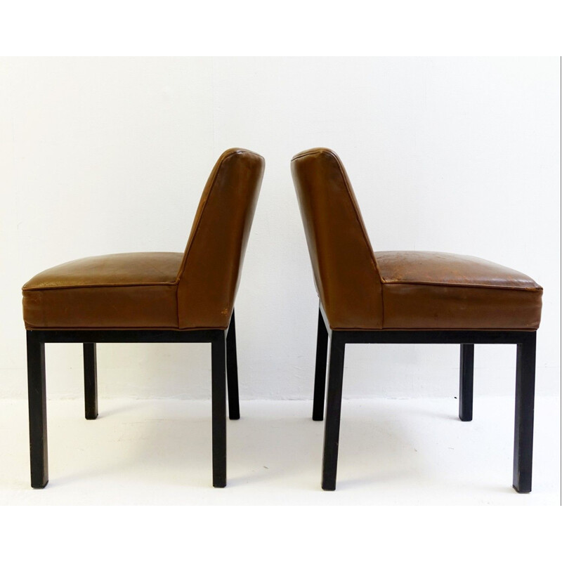Paar oude Louise stoelen van Jules Wabbes voor Mobilier Universel België 1960