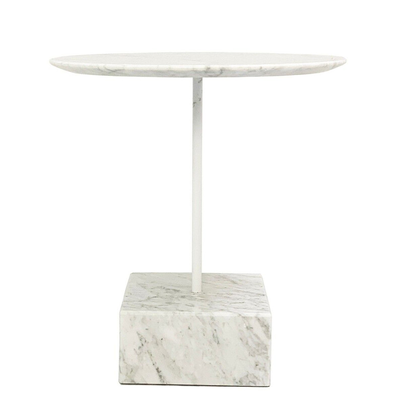 Mesa lateral Vintage primavera em mármore branco de Ettore Sottsass para Ultima Edizione