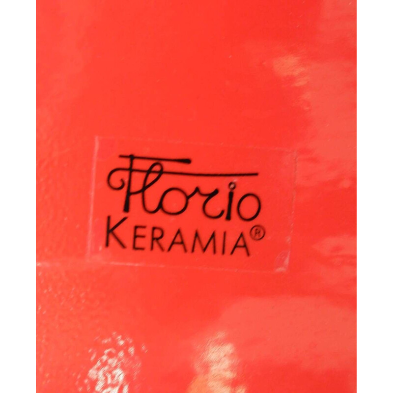 Jarrón vintage memphis en cerámica roja de Florio keramia, Italia