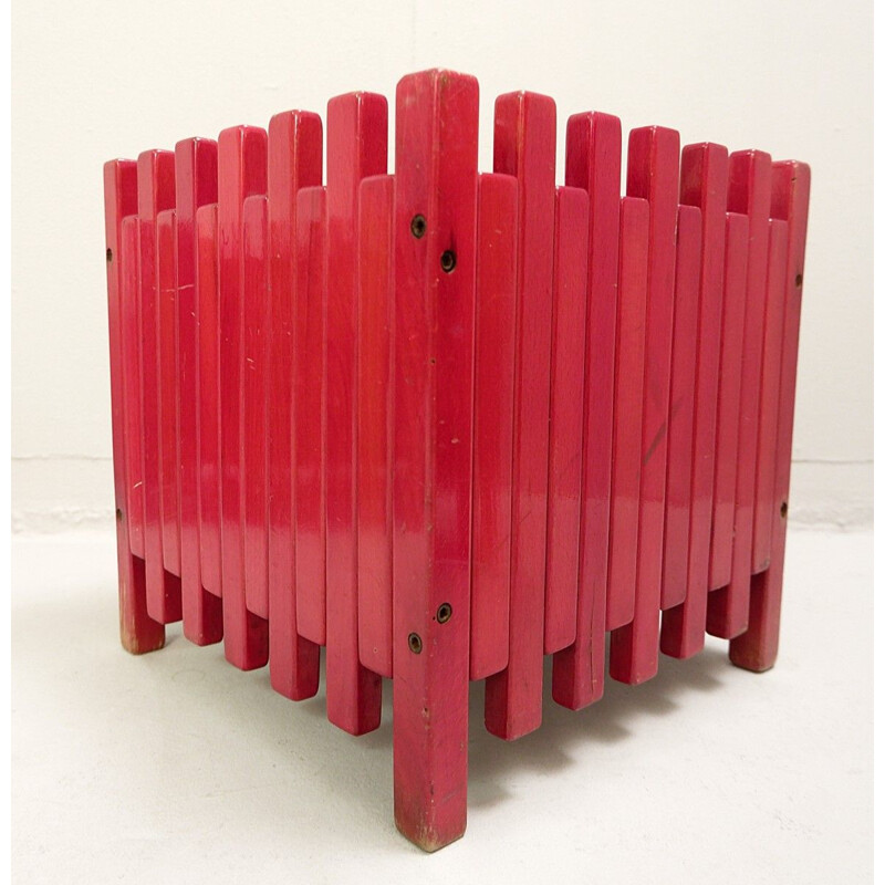 Set of 3 vintage red planters by Ettore Sottsass for Poltronova, 1961