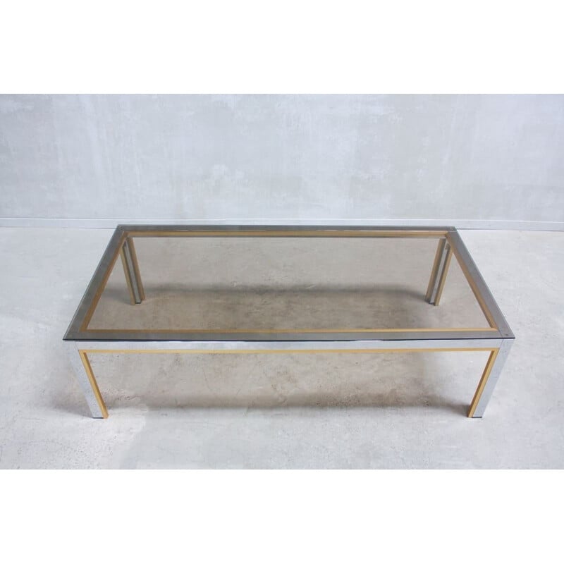 Vintage chrome and glass coffee table by Renato Zevi, Italy 1970