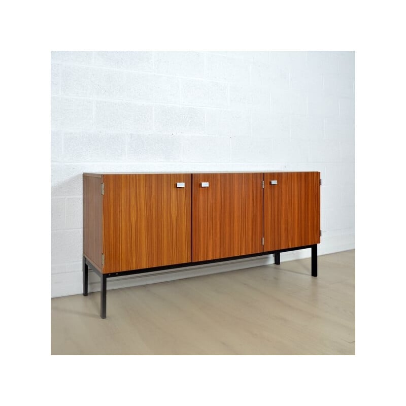 French Meurop cabinet in formica and black metal, Pierre GUARICHE - 1960s