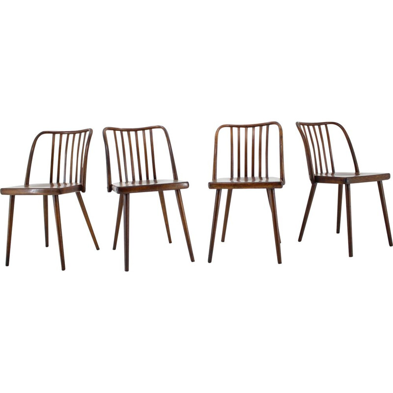 Set of 6 vintage beechwood chairs by Antonin Suman, Czechoslovakia 1960