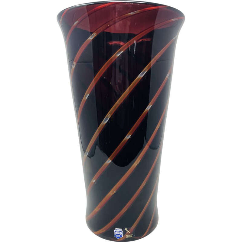 Vase vintage en verre de Murano par Antonio da Ros pour Cenedese Italie 1980