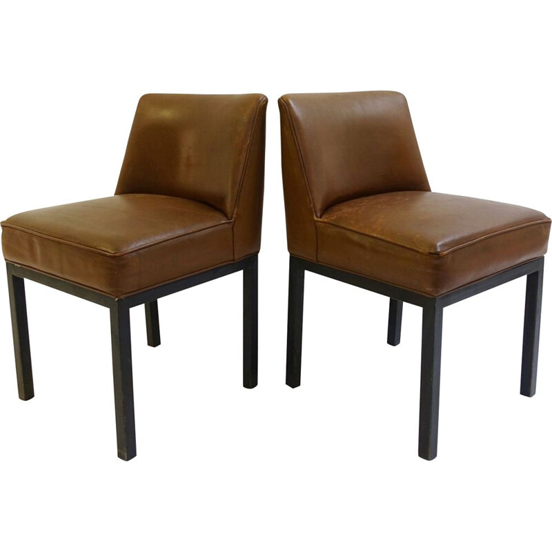 Pair of vintage Louise chairs by Jules Wabbes for Mobilier Universel Belgium 1960s