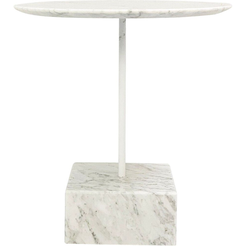 Vintage primavera side table in white marble by Ettore Sottsass for Ultima Edizione