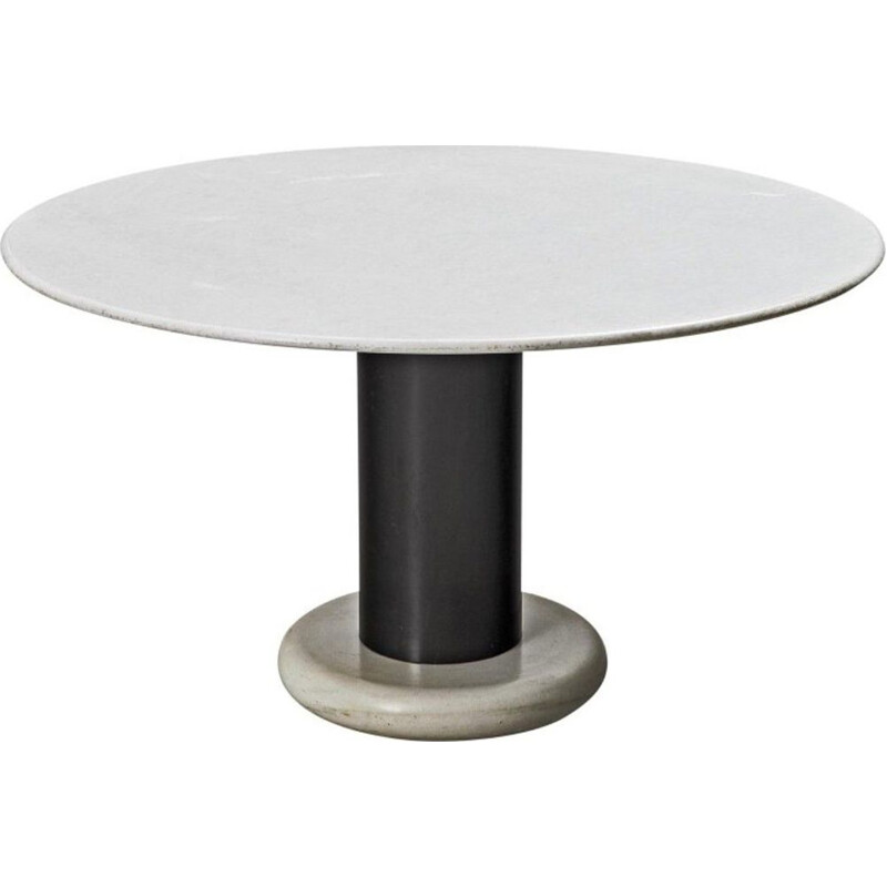 Vintage Carrara marble pedestal table by Ettore Sottsass Italy