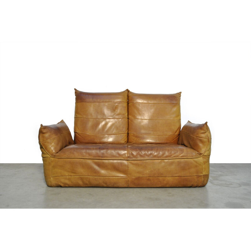Canapé vintage 2 places en cuir patchwork de Gerard van den berg pour Montis Pays-Bas 1970 