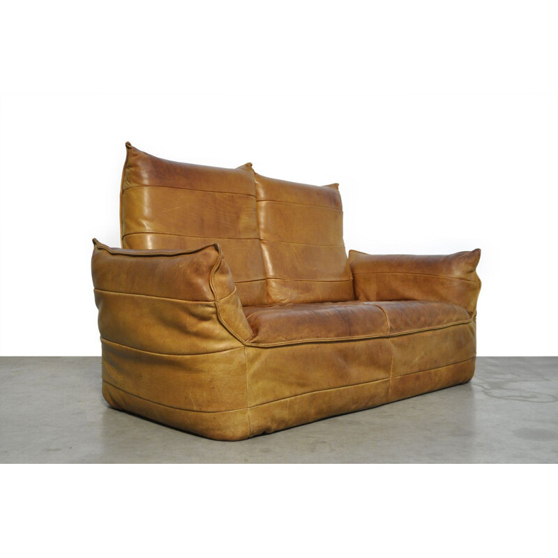 Vintage 2 seater patchwork leather sofa by Gerard van den berg for Montis Netherlands 1970s