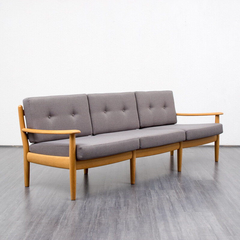 Scandinavian 3-seater sofa in oak, Wilhelm KNOLL - 1960s