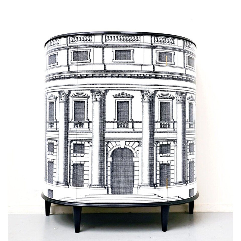 Vintage cabinet Italian architectural scene by Fornasetti