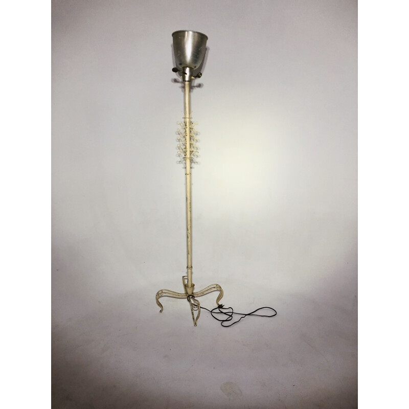 Vintage floor lamp in white lacquered metal 