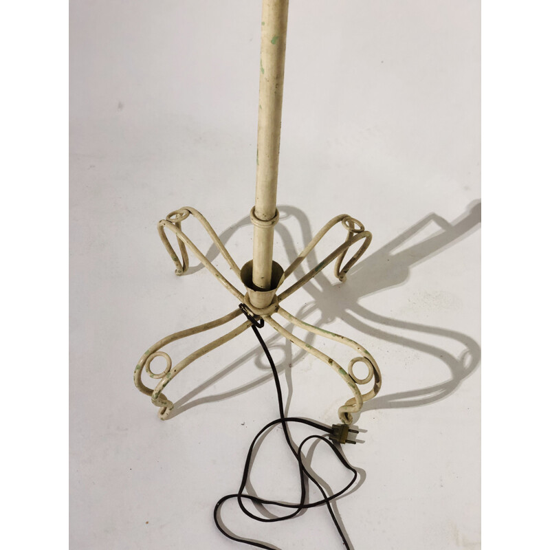 Vintage floor lamp in white lacquered metal 