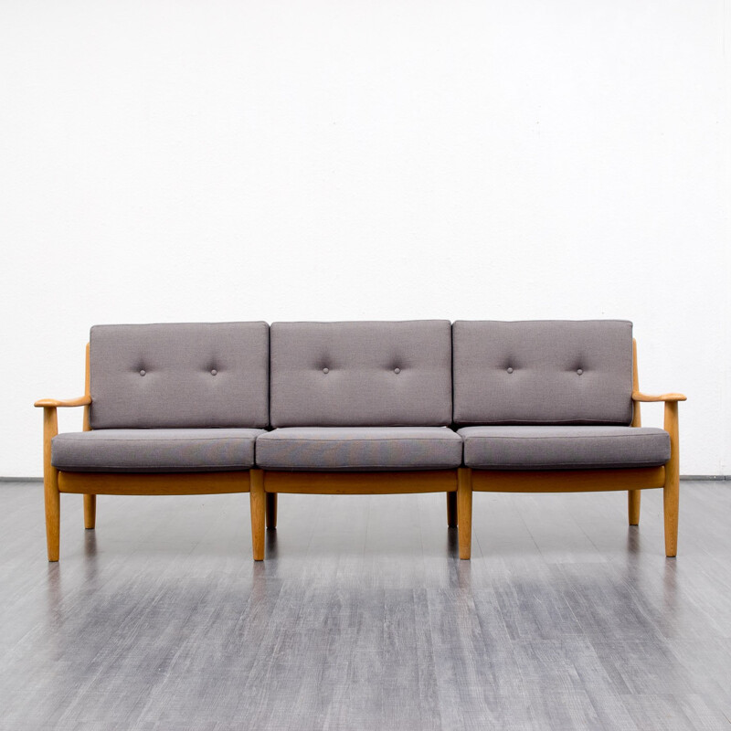 Scandinavian 3-seater sofa in oak, Wilhelm KNOLL - 1960s