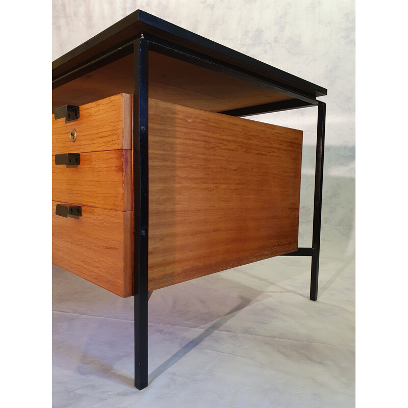 Bureau CM 172 vintage en acajou et métal de Pierre Paulin pour Thonet 1957