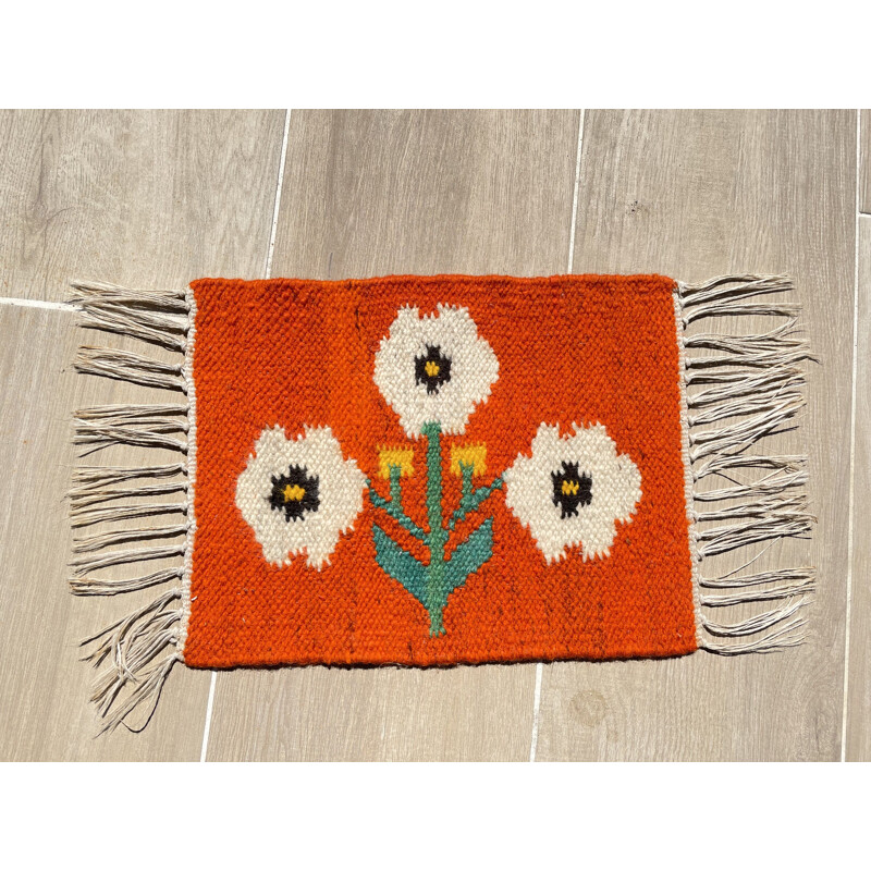 Vintage Rolakan mini wool rug 46cm x 25cm 1970s