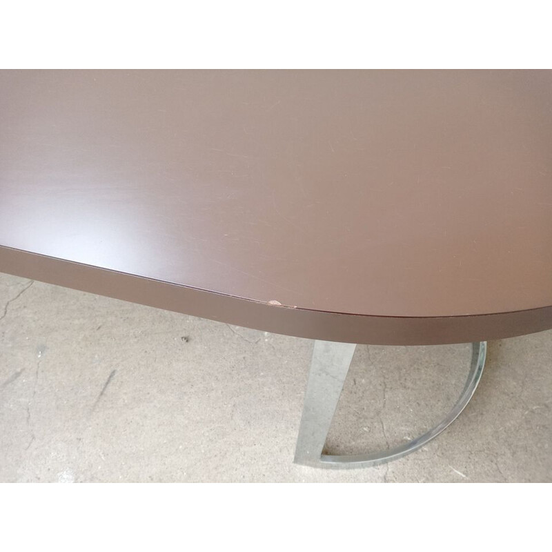Vintage-Tisch im Halbkreis aus verchromtem Metall