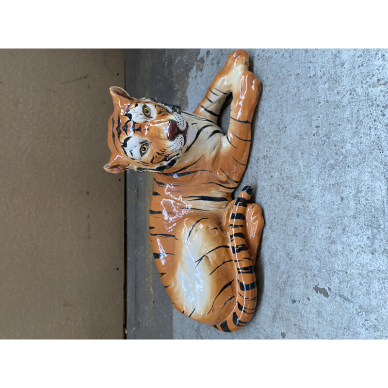 Vintage ceramic tiger, Italy