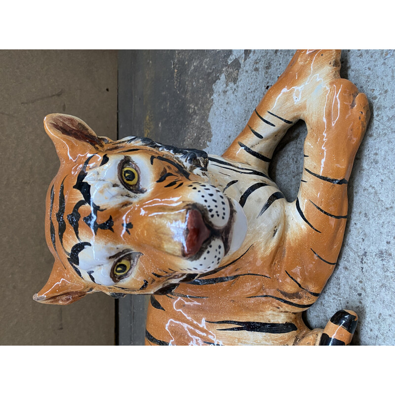 Tigre in ceramica vintage, Italia