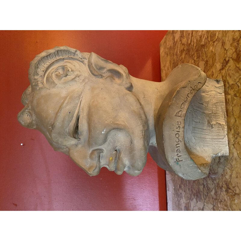 Vintage head bust of an imp by Françoise Bourdon, 1940