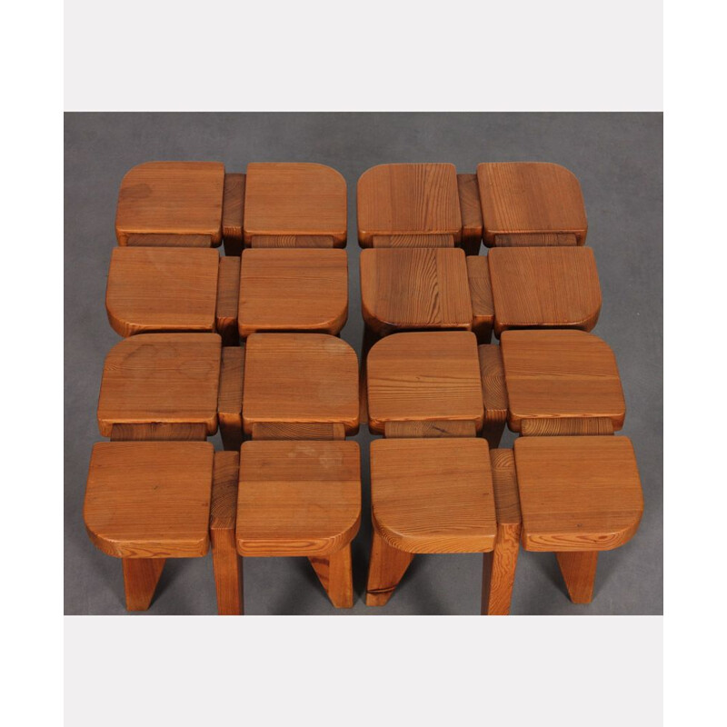 Set of 4 vintage Czech wooden stools 1960s