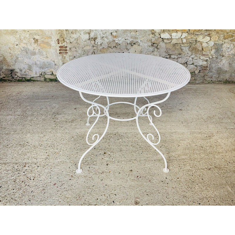 Set of 4 chairs and vintage garden table from Patio restored by Mathieu Matégot 1950s