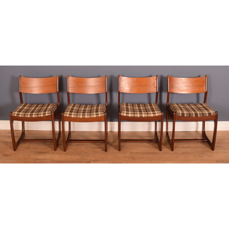 Set of 4 vintage teak chairs and table with extension leaf restored by Portwood England 1960s