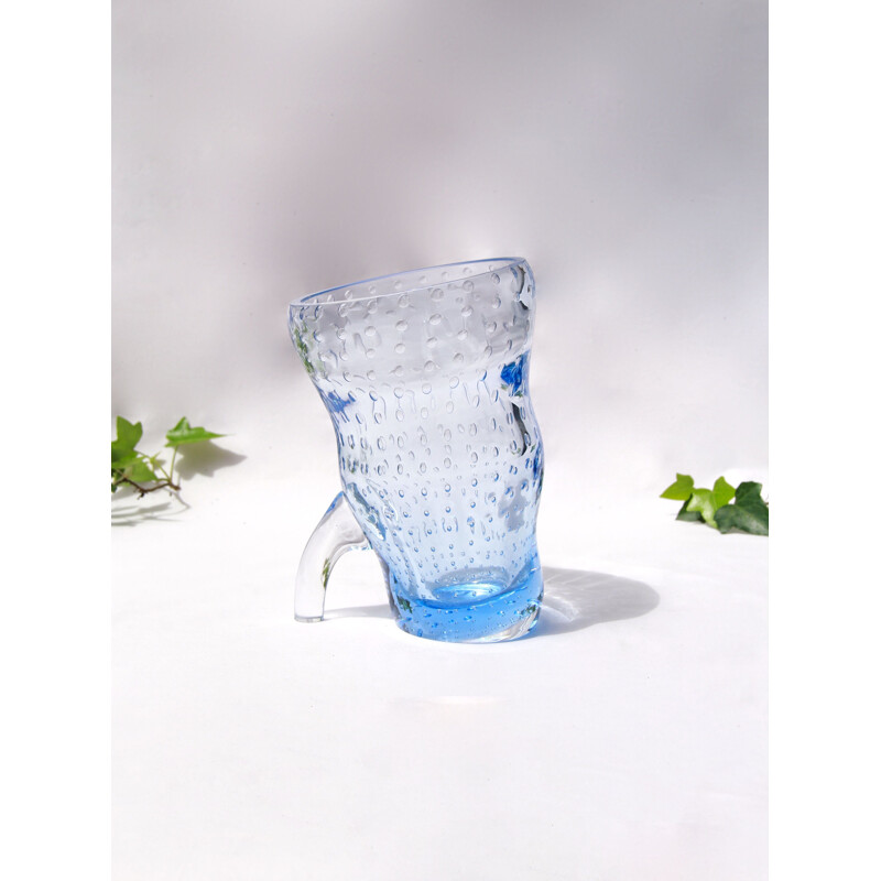 Vintage BolleBlu vase in Murano glass with bubbles Italy 1970s