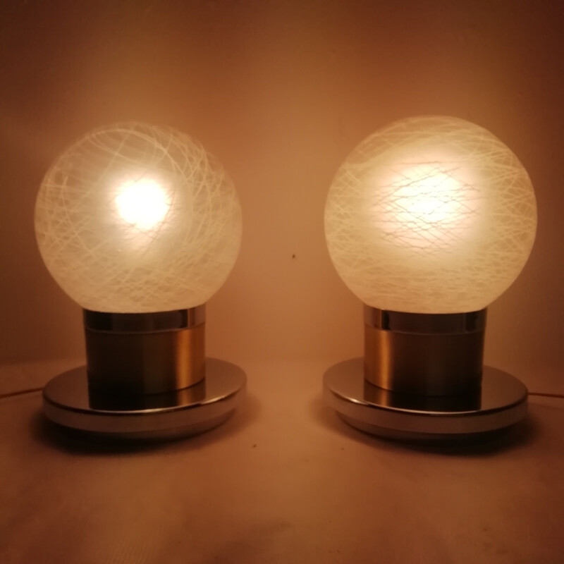 Coppia di lampade da tavolo vintage in vetro di Murano 1970