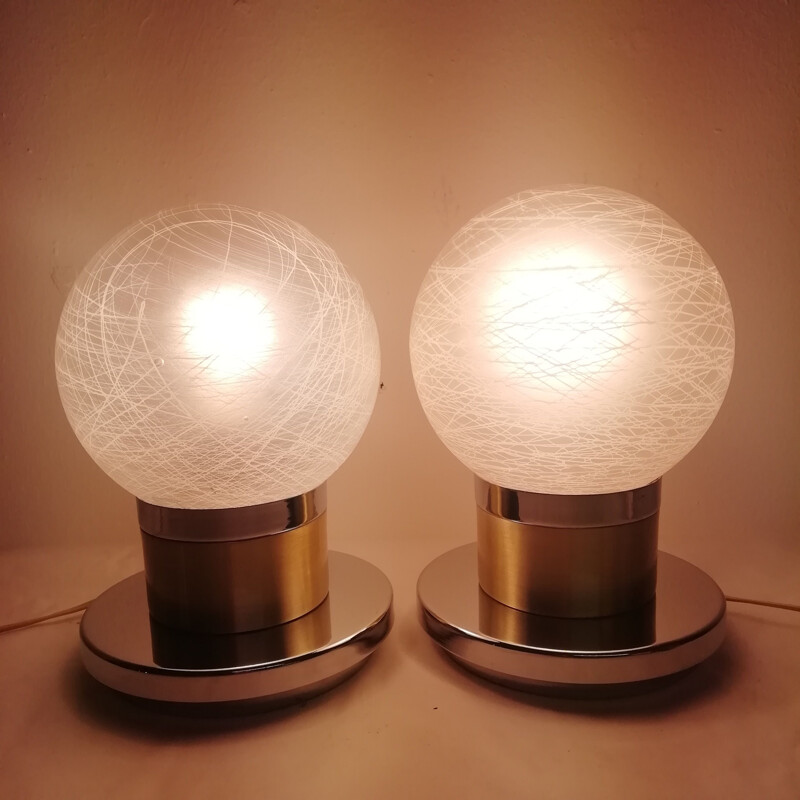 Pair of vintage Murano glass table lamps 1970s