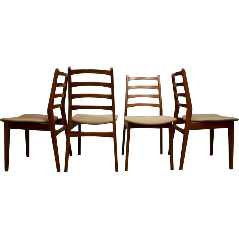 Set of 4 Scandinavian dining chairs in teak wood - 1950s
