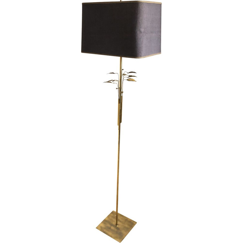 Vintage brass floral floor lamp 1970s