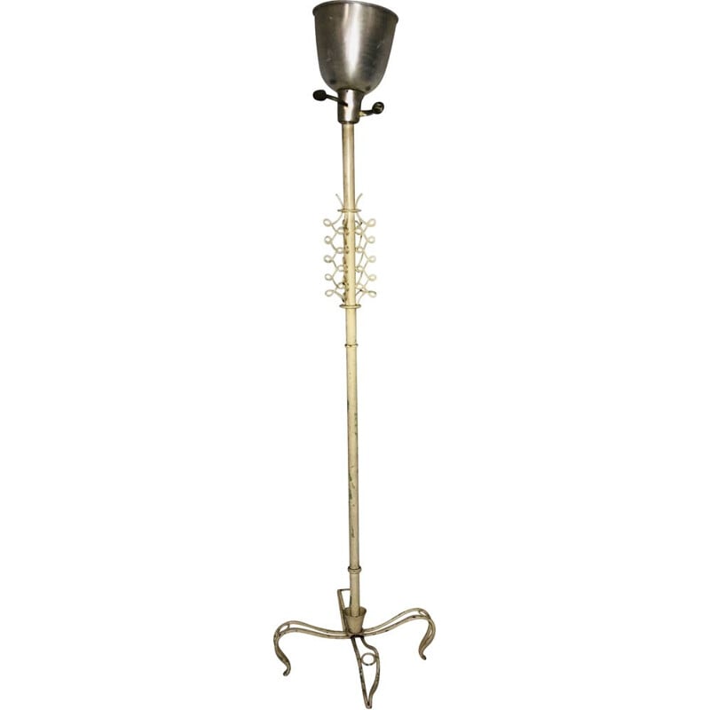 Vintage floor lamp in white lacquered metal 