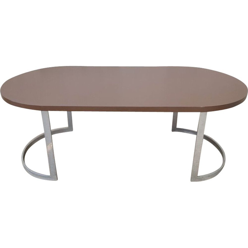 Vintage table in half circle in chromed metal