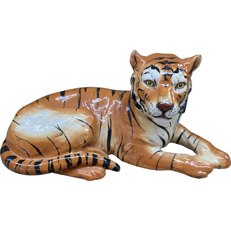 Vintage ceramic tiger, Italy