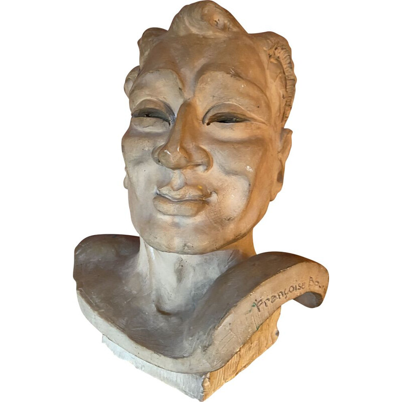 Vintage head bust of an imp by Françoise Bourdon, 1940
