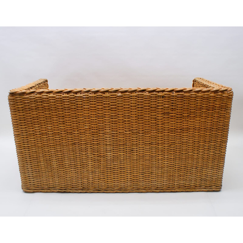 Vintage 2-Sitzer Rattansofa Italien 1970