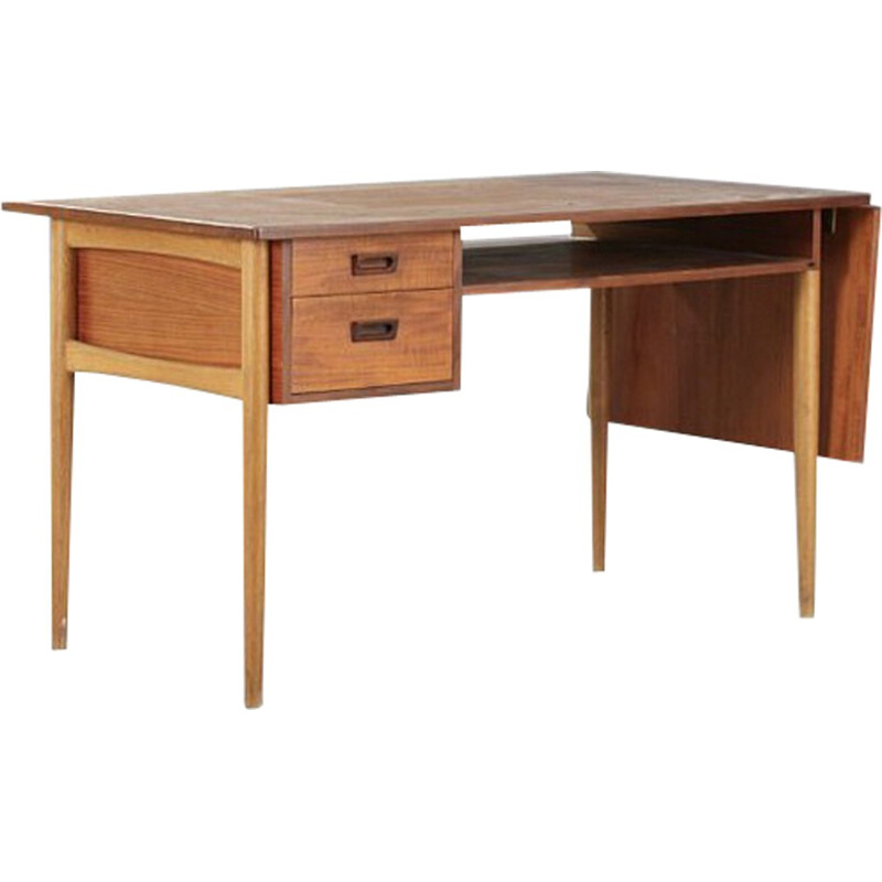 Danish desk in teck with extension - 1960s