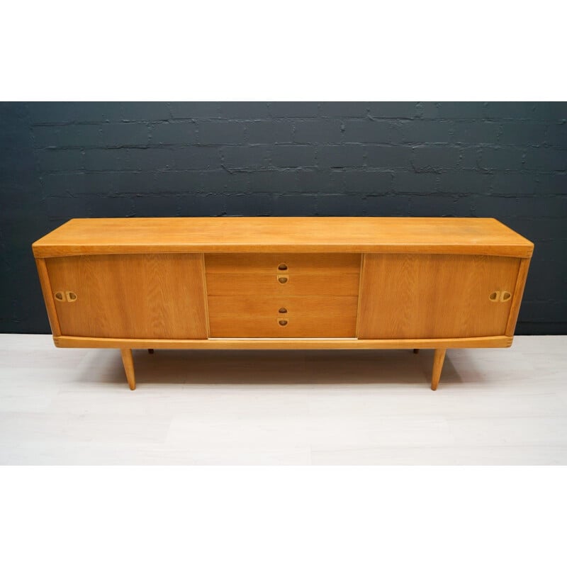 Vintage low sideboard scandinavian oak  by H. W. Klein for Bramin 1960s