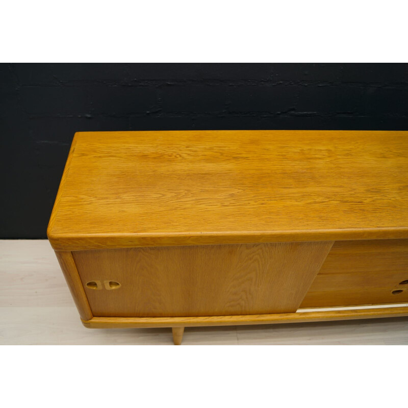 Vintage low sideboard scandinavian oak  by H. W. Klein for Bramin 1960s