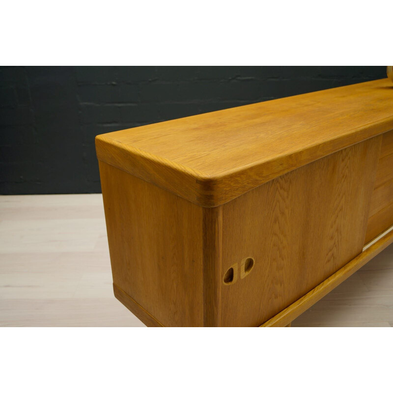 Vintage low sideboard scandinavian oak  by H. W. Klein for Bramin 1960s