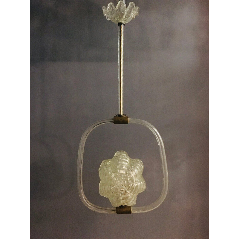 Vintage Murano glass suspension by Ercole Barovier 1940s