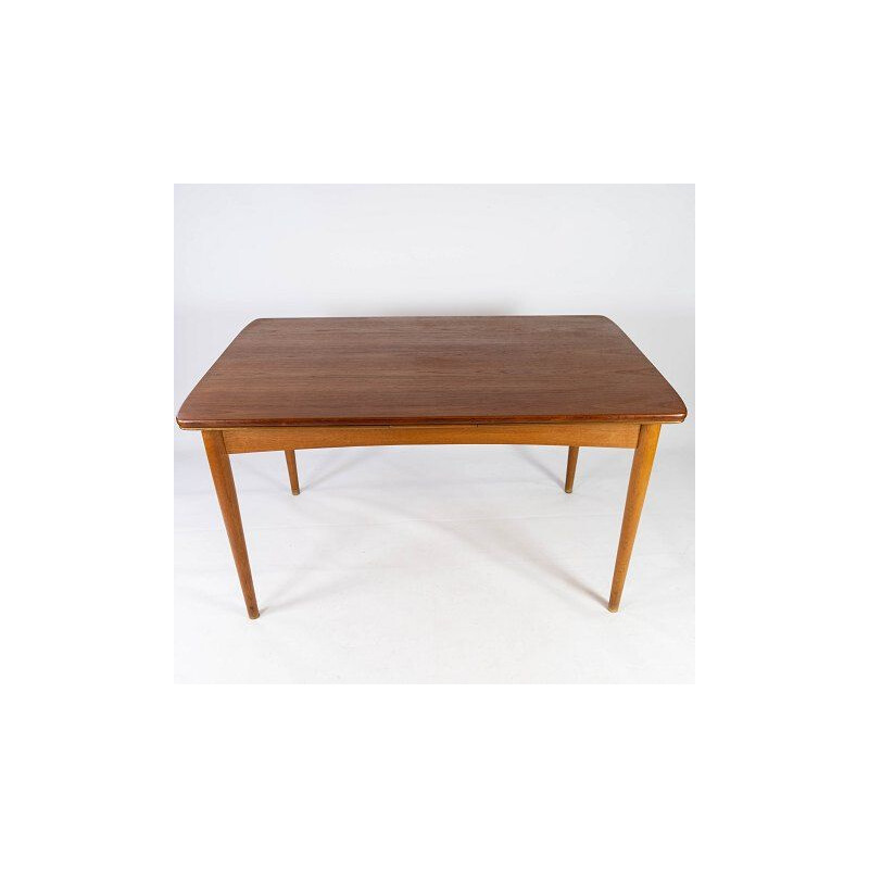 Mesa de teca Vintage com extensões e pernas de carvalho Dinamarca 1960