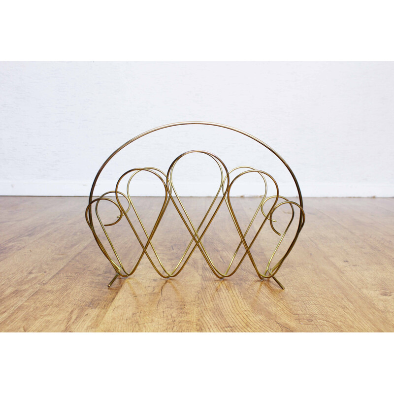 Vintage brass magazine rack 1960s