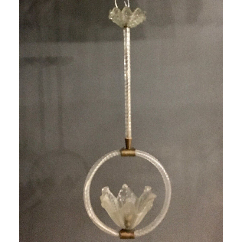Suspensión de cristal de Murano vintage de Ercole Barovier 1940