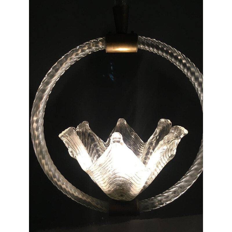 Suspensión de cristal de Murano vintage de Ercole Barovier 1940