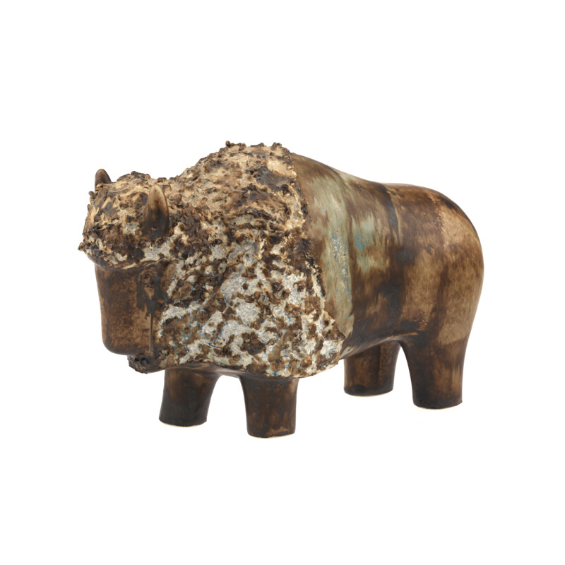 Ego Stengods bison in brown ceramic, Heinz SCHLICHTING - 1960s