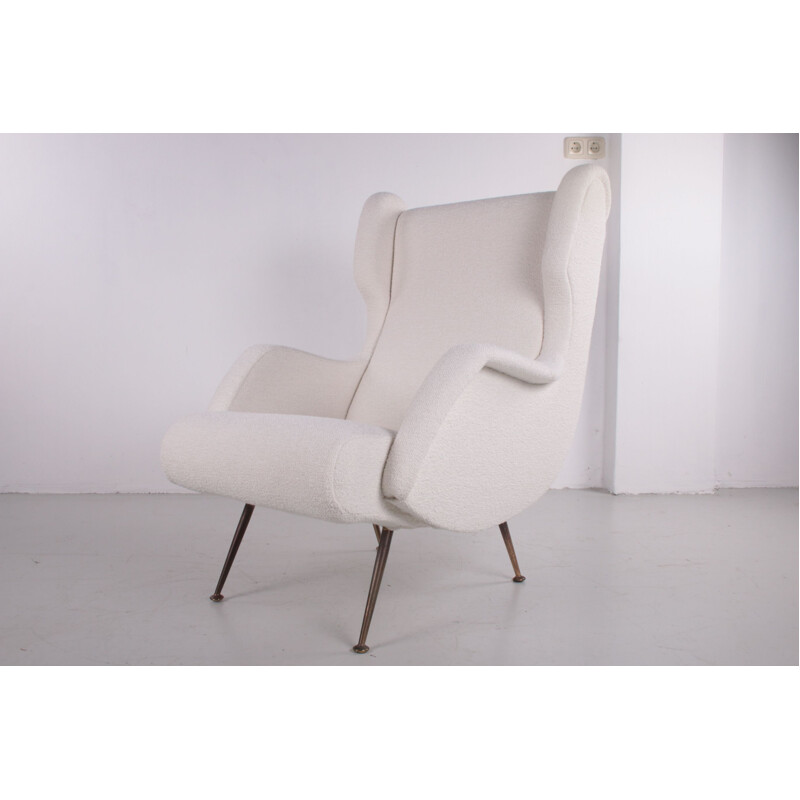 Vintage woolen armchair by Marco Zanuso for Arflex 1950s