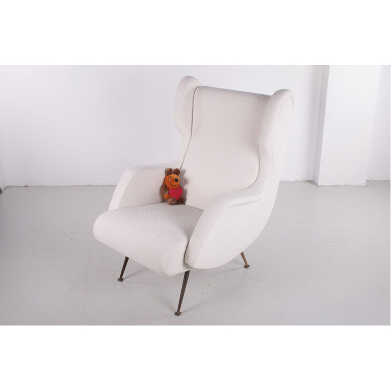 Vintage woolen armchair by Marco Zanuso for Arflex 1950s